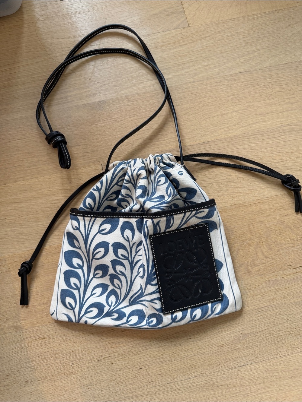 LOEWE Canvas Anagram Drawstring Crossbody Bag Pre owned